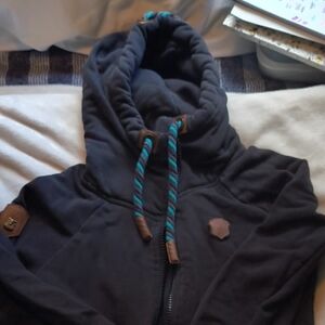 Naketano BlackHoodie Jacket with Teal Accents